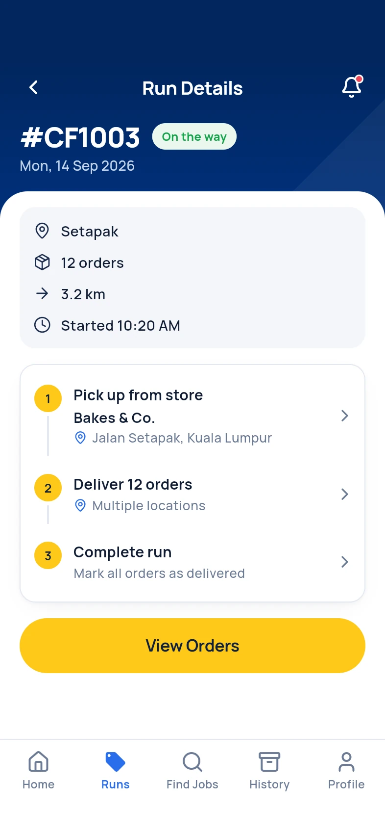 Run steps starting with pickup from store